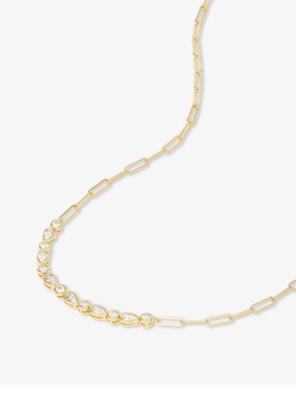 Melinda Maria Gold Teardrop & Round Simulated Diamond Tennis Necklace - Picture 3 of 15